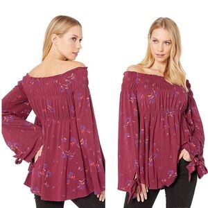Free People Bonjour off the shoulder tunic top floral size XS